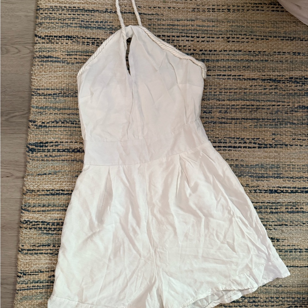 White Halter Neck Romper